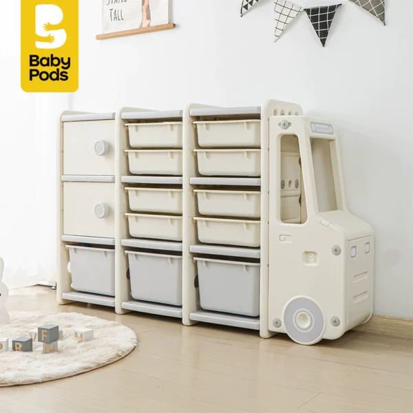 Kệ để đồ chơi cho bé nhựa nguyên sinh cao cấp Babypods hình xe ô tô