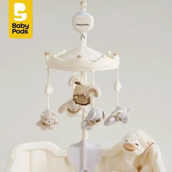 Bộ quà tặng đầy tháng, đồ chơi treo nôi Babypods, lục lạc treo cho bé sơ sinh, xoay tròn phát nhạc