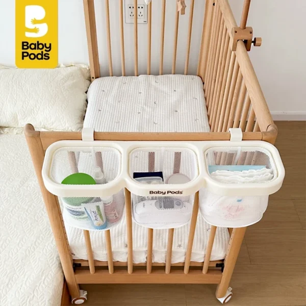 Giỏ treo 3 ngăn đa năng Babypods, giỏ treo nôi, giỏ đựng đồ, tã bỉm, đồ dùng cho trẻ sơ sinh