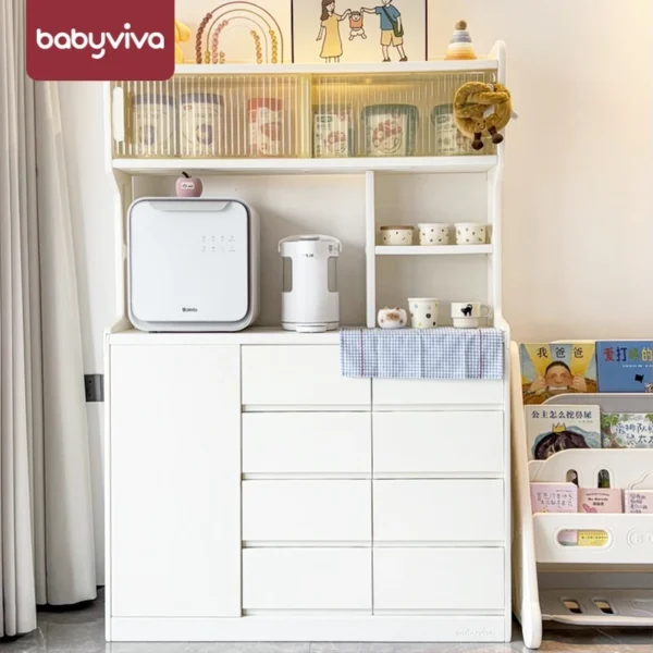 Tủ đựng quần áo, đồ dùng, tủ mẹ bỉm Babyviva LUMI, vân gỗ kem, có thanh treo