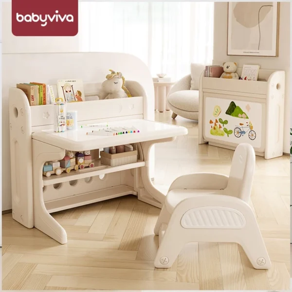 Bộ bàn học kết hợp bảng vẽ, kệ sách đa năng xếp gọn hiệu Babyviva