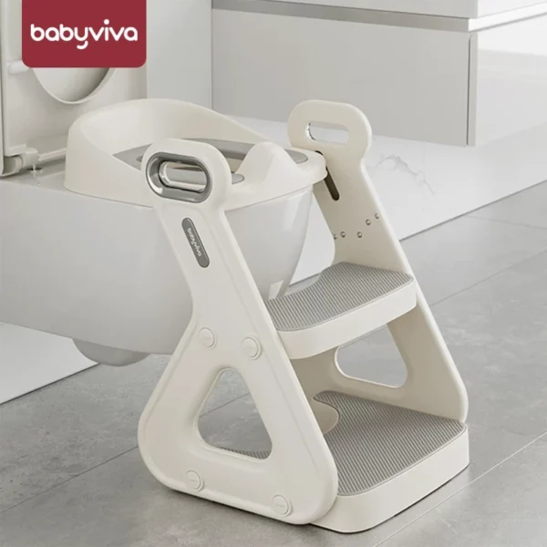 Kệ bậc thang kết hợp bệ thu nhỏ toilet 2in1 đa năng Babyviva, đệm ngồi PU cao cấp an toàn cho bé